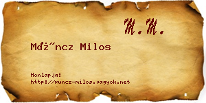 Müncz Milos névjegykártya